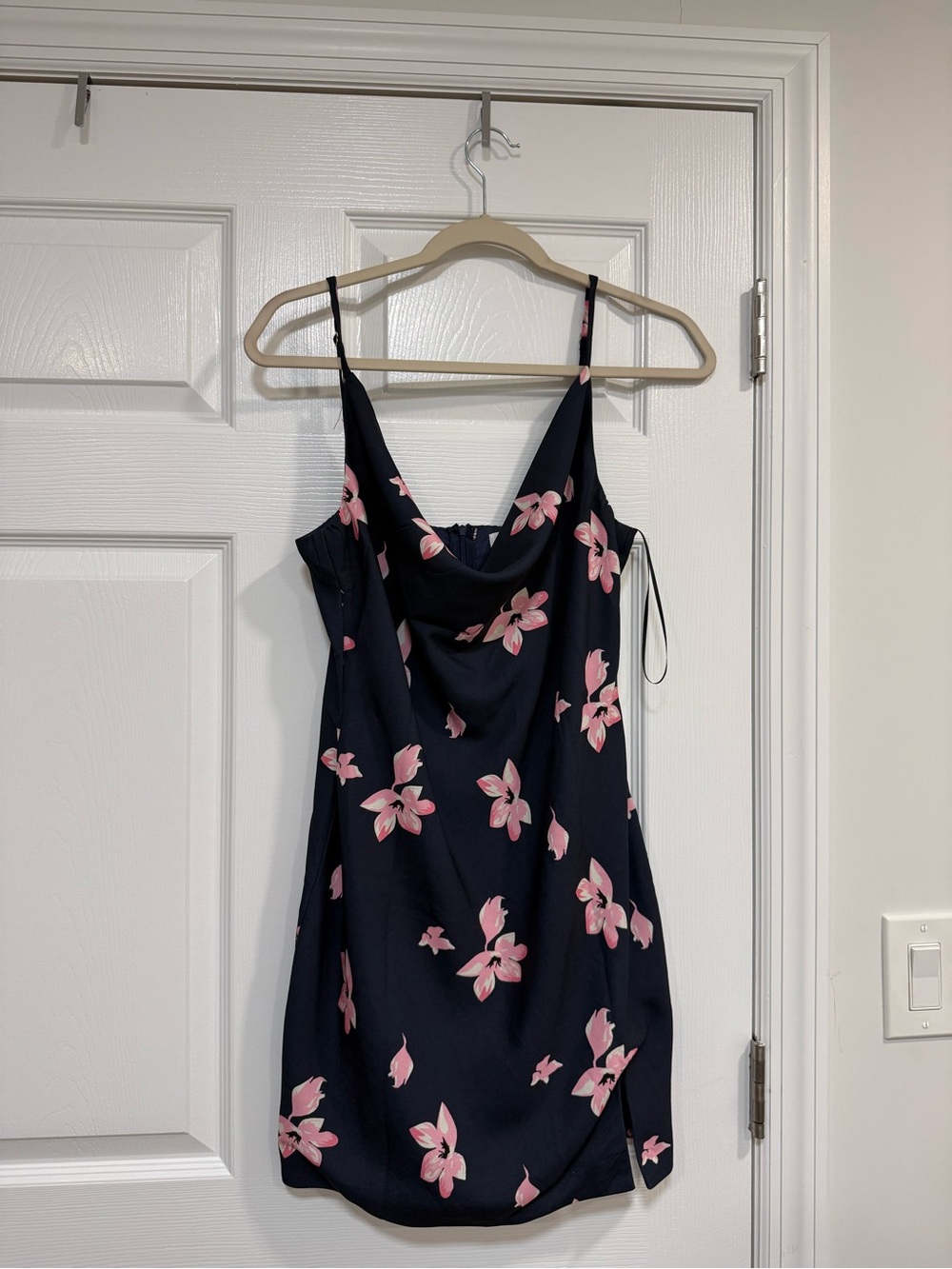 Showpo Navy Mini Slip Dress with Pink Floral Print